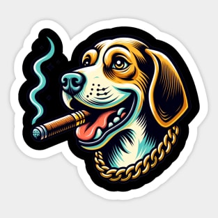 The Dog Life Hound Dog Cigar Sticker